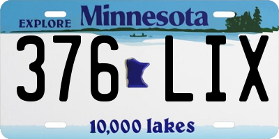 MN license plate 376LIX