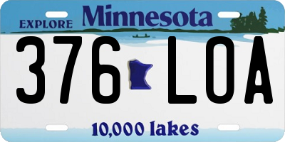 MN license plate 376LOA