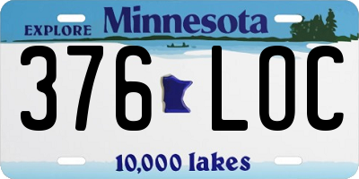 MN license plate 376LOC