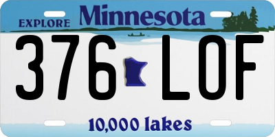 MN license plate 376LOF
