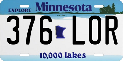MN license plate 376LOR