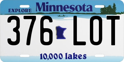 MN license plate 376LOT