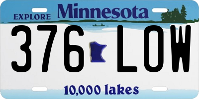 MN license plate 376LOW