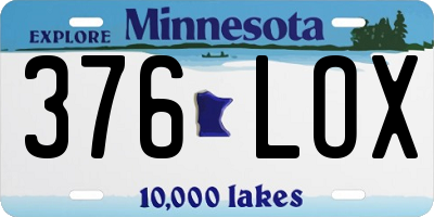 MN license plate 376LOX