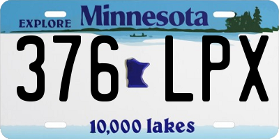 MN license plate 376LPX