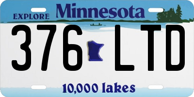 MN license plate 376LTD