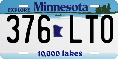 MN license plate 376LTO