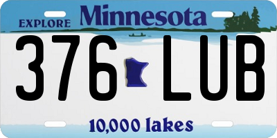 MN license plate 376LUB