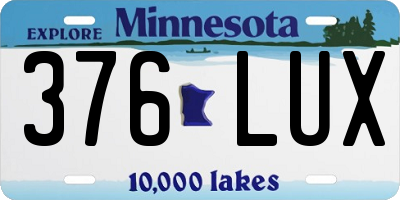 MN license plate 376LUX