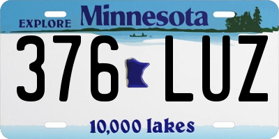 MN license plate 376LUZ
