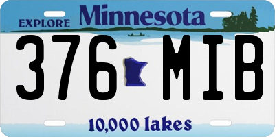MN license plate 376MIB