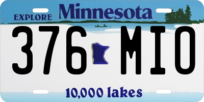 MN license plate 376MIO