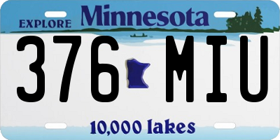 MN license plate 376MIU