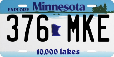 MN license plate 376MKE