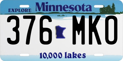 MN license plate 376MKO