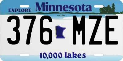 MN license plate 376MZE