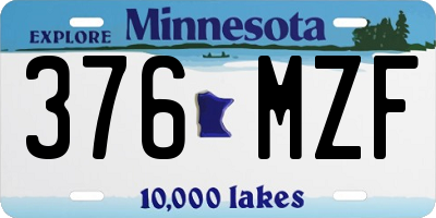 MN license plate 376MZF