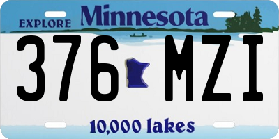 MN license plate 376MZI