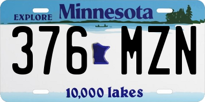 MN license plate 376MZN
