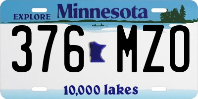 MN license plate 376MZO
