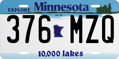 MN license plate 376MZQ