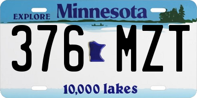 MN license plate 376MZT