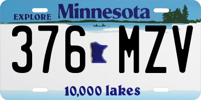 MN license plate 376MZV