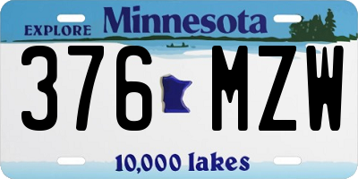 MN license plate 376MZW