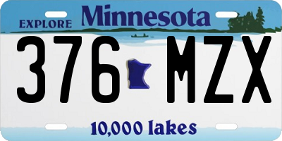 MN license plate 376MZX