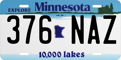MN license plate 376NAZ