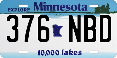 MN license plate 376NBD