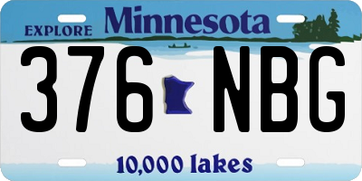 MN license plate 376NBG