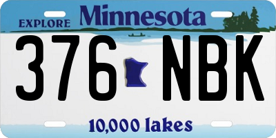 MN license plate 376NBK