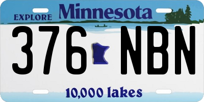 MN license plate 376NBN