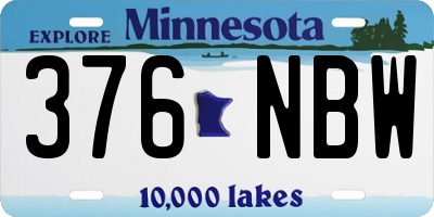 MN license plate 376NBW