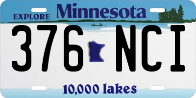 MN license plate 376NCI