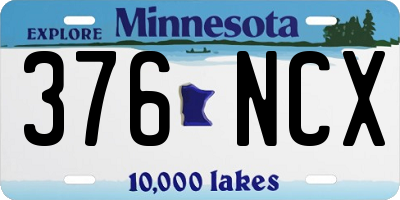 MN license plate 376NCX