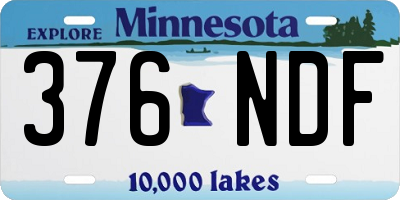 MN license plate 376NDF