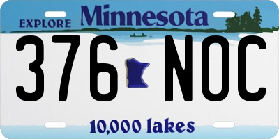 MN license plate 376NOC