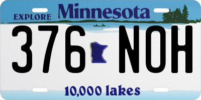 MN license plate 376NOH