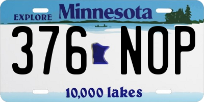 MN license plate 376NOP