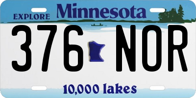 MN license plate 376NOR