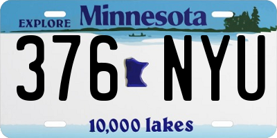 MN license plate 376NYU