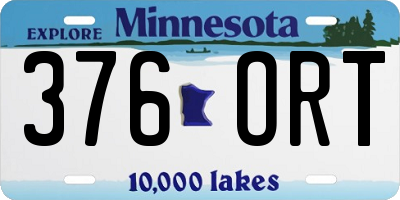 MN license plate 376ORT