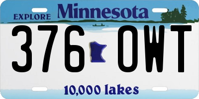MN license plate 376OWT