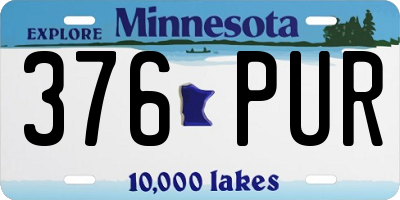 MN license plate 376PUR