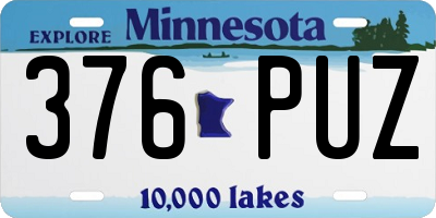 MN license plate 376PUZ