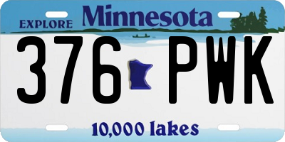 MN license plate 376PWK