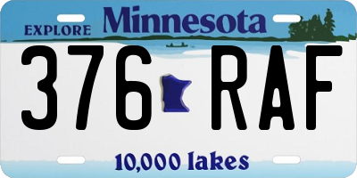 MN license plate 376RAF