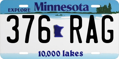 MN license plate 376RAG